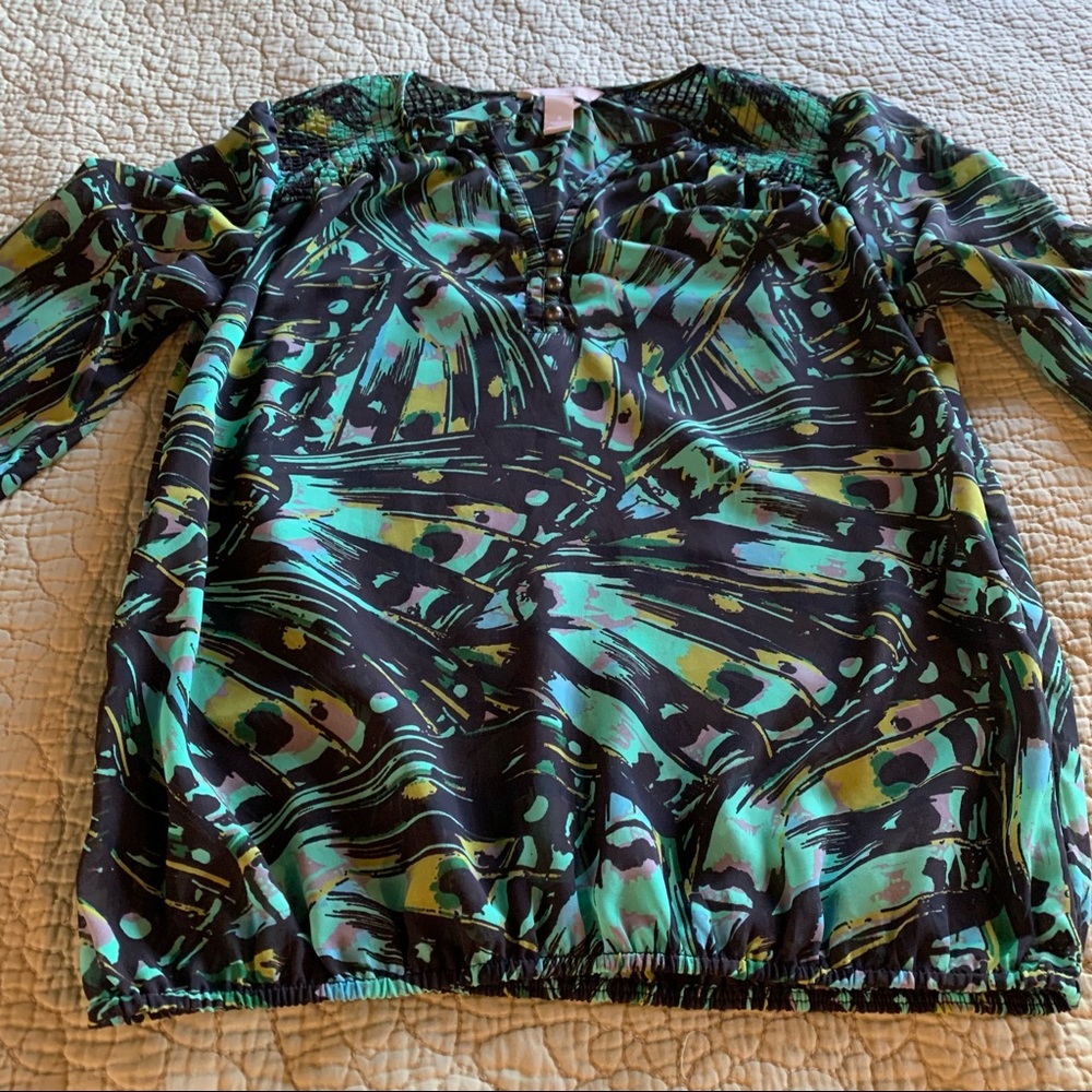 Banana Republic Sheer Green Long Sleeve Blouse Small - Picture 5 of 11